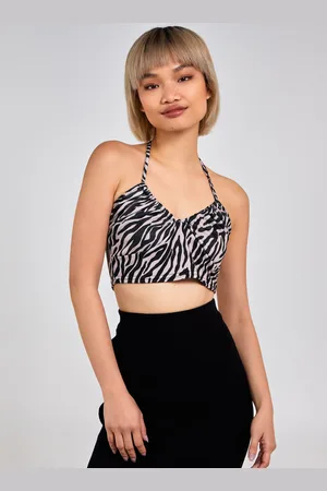 Pink Vanilla Womens IMPLUSIVE - Zebra Print Halter Neck Top - - Size 12 UK
