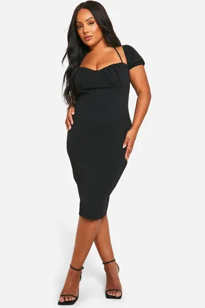 Boohoo Womens Plus Puff Sleeve Midi Dress - - Size 22 UK