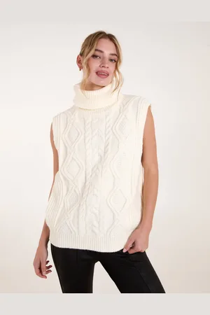 Blue Vanilla Womens Roll Neck Cable Knit Vest - - Size Small/Medium
