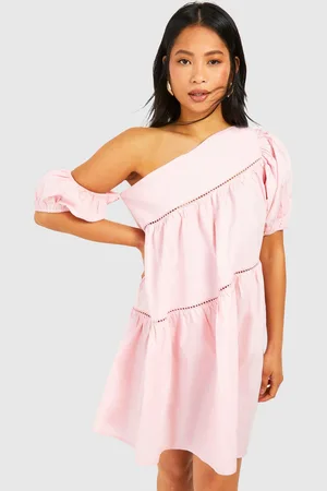 Boohoo Womens Petite Poplin One Sleeve Mini Dress - viscose - Size 10 UK