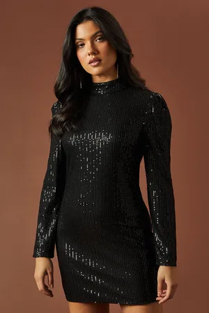 Oasis Womens Sequin Velvet Bow Back Mini Dress - - Size 10 UK