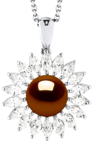 Diadema Womens SUN Necklace Freshwater Pearl Jewelry 8-9mm 925 Silver - One Size