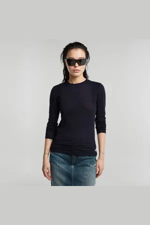 G-Star Womens G-Star RAW Ribbed Shoulder Panels Slim Top - Cotton - Size 2XS