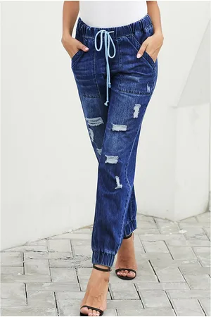 Azura Exchange WoMens Drawstring Pocketed Joggers in Cotton - Size Medium
