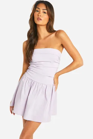 Boohoo Womens Ruched Bandeau Mini Smock Dress - viscose - Size 14 UK