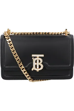 Burberry Womens TB Embellished Foldover Shoulder Bag - Calfskin - One Size
