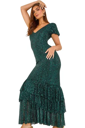 Ariella Womens Puff Sleeve Tiered Hem Maxi Dress - - Size 16 UK