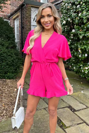 Ax Paris Womens Butterfly Sleeve Wrap Top Tie Waist Playsuit - Size 8 UK