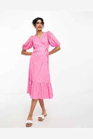 Y.A.S Womens midi wrap dress in with cherry print - Size Small