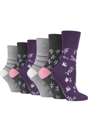 Gentle Grip Womens - 6 Pairs Ladies Non Elastic Socks - SOLRH214 - Cotton - Size UK 4-8