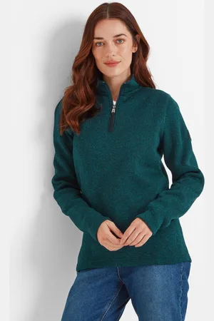 Tog 24 Pearson Womens Knitlook Fleece Zipneck Deep Marl - Size 14 UK