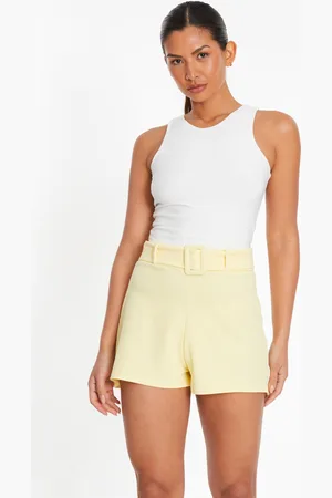 Quiz Womens Lemon High Waisted Belted Shorts - - Size 18 UK
