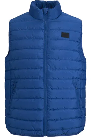 JACK & JONES Mens Puffer Gilet with Stand Up Collar Lightweight - - Size Small