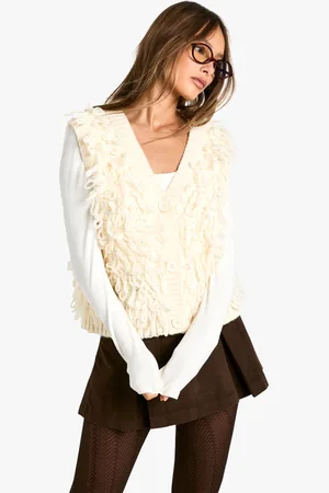 Boohoo Womens Chunky Loop Stitch Knitted Waistcoat - - Size Large