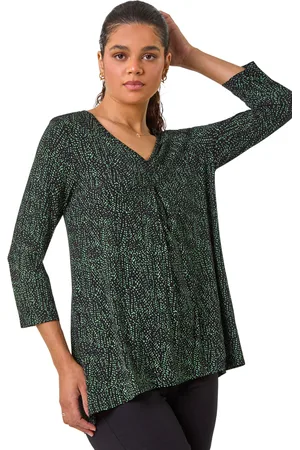 Roman Womens Spot Print Pleat Front Tunic Top - - Size 18 UK