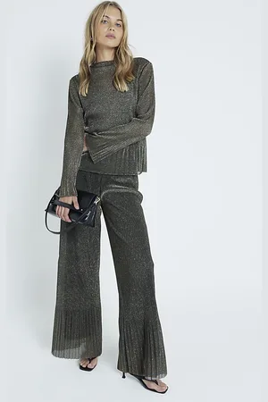 River Island Womens Wide Leg Trousers Plisse - Size 6 UK