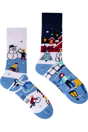 Spox Sox Unisex - Mens & Ladies Mismatched Novelty Odd Socks - Winter Activities - Cotton - Size UK 11-12.5
