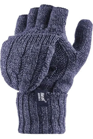 Heat Holders Womens Thermal Converter Fingerless Cable Knit 2.3 tog Gloves - Silk - One Size