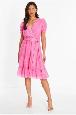 Quiz Womens Textured Frill Skater Dress - Size 8 UK