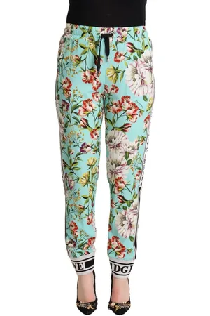 Dolce & Gabbana Womens Floral Print Mid-Waisted Jogger Pants - Viscose - Size IT 36 (Women