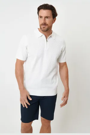 Threadbare Mens Textured Front Quarter Zip Knitted Polo - Size X-Large