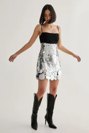 NASTY GAL Womens Hand Embellished Sequin Disc Hem Mini Dress - - Size 12 UK