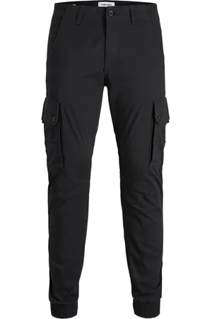 JACK & JONES Mens Paul Warner Tapered Fit Pockets Cargo Trousers - Cotton - Size 30W/34L