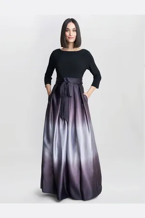 Gina Bacconi Womens INGRID V NECK BACK OMBRE SATIN MAXI DRESS - - Size 12 UK