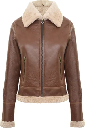 Infinity Womens Tan B3 Sheepskin Flying Jacket-Kano - - Size 16 UK