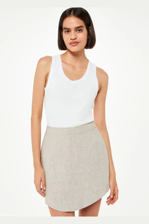 Whistles Womens Curved Hem Linen Mini Skirt - - Size 14 UK