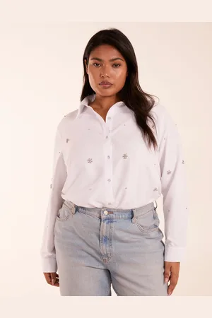 Blue Vanilla Womens Curve Embellished Longline Shirt - - Size UK 26-28