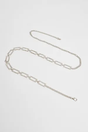 Quiz Womens Diamante Square Link Belt - One Size