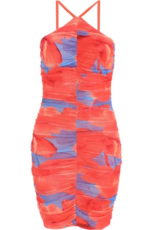 Quiz Womens Orange Mesh Bodycon Mini Dress - Size 14 UK