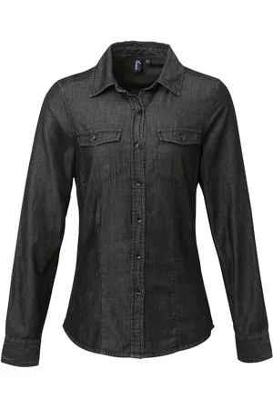 Premier Womens/Ladies Stitch Shirt ( Denim) Cotton - Size Small