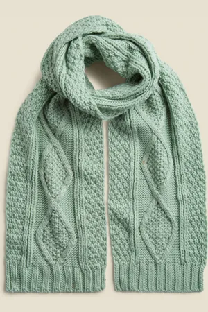 Sosandar Womens Kelly Mint Cable Knit Scarf - One Size