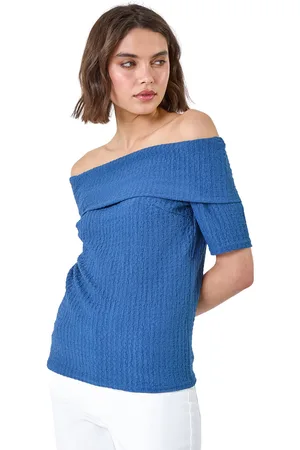 Roman Womens Textured Stretch Bardot Top - - Size 20 UK