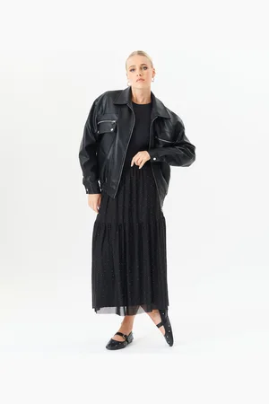 Gini London Womens Diamante Mesh Maxi Skirt - Size Small/Medium