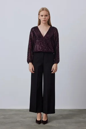 Gusto Womens Sequinned Wrap Blouse - - Size X-Large