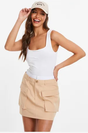 Quiz Womens Double Waistband Cargo Mini Skirt - Size 8 UK