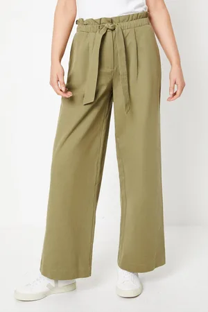 Oasis Womens Twill Paperbag Straight Leg Trouser - Cotton - Size 8 Regular