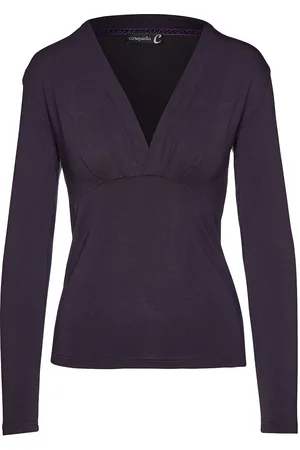 Conquista Womens Ink Long Sleeve Faux Wrap Top in Stretch Jersey Sustainable Fabric - micromodal - Size EU 42 (Womens)