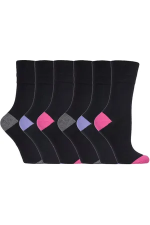 Gentle Grip Womens - 6 Pairs Ladies Non Elastic Socks - SOLRP07HT - Cotton - Size UK 4-8