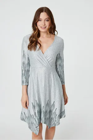 Izabel London Womens Printed Hanky Hem Wrap Dress - Size 12 UK