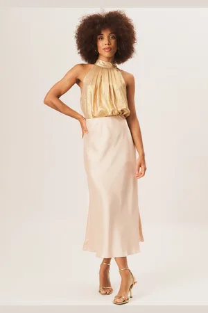 Gini London Womens Satin Bias Cut Midi Skirt - - Size 14 UK