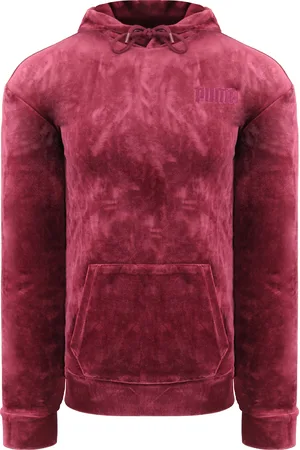 PUMA Embroidered Womens Wine Velour Hoodie Cotton - Size Small
