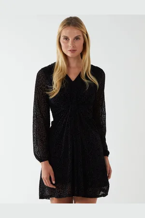 Blue Vanilla Womens Leopard Print Flocked Knot Front Angel Sleeve Dress - - Size 8 UK