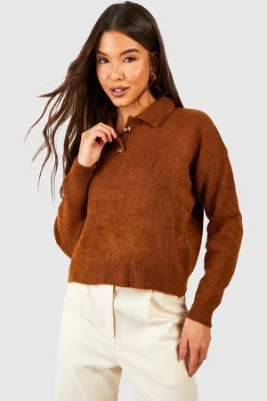 Boohoo Womens Soft Knit Jumper With Polo Collar - - Size Medium/Large