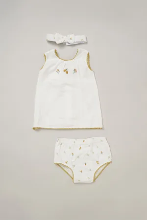 Rock a bye baby Printed Dress, Knickers and Headband Outfit Set - - Size 9-12M
