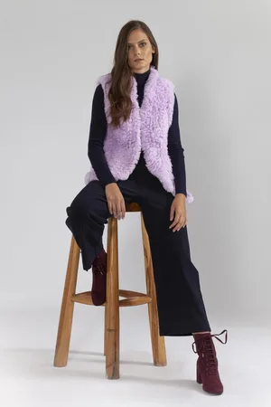 Jayley Womens Hand Knitted Faux Fur Gilet - - One Size