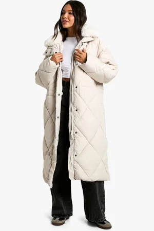 Boohoo Womens Premium Faux Fur Trim Quilted Maxi Parka - Nylon - Size Small/Medium